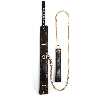 Blommigt Halsband med Koppel