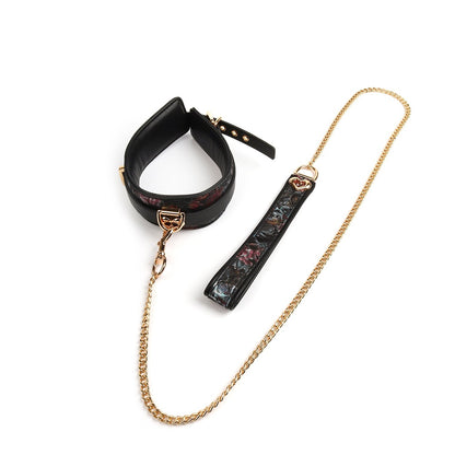 Blommigt Halsband med Koppel